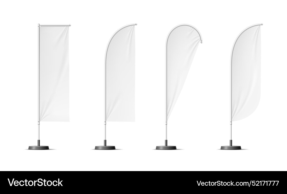 Realistische Banner Stand Strand Flaggen Mockups Realistische Banner Stand Strand Flaggen Mockups vektorbild