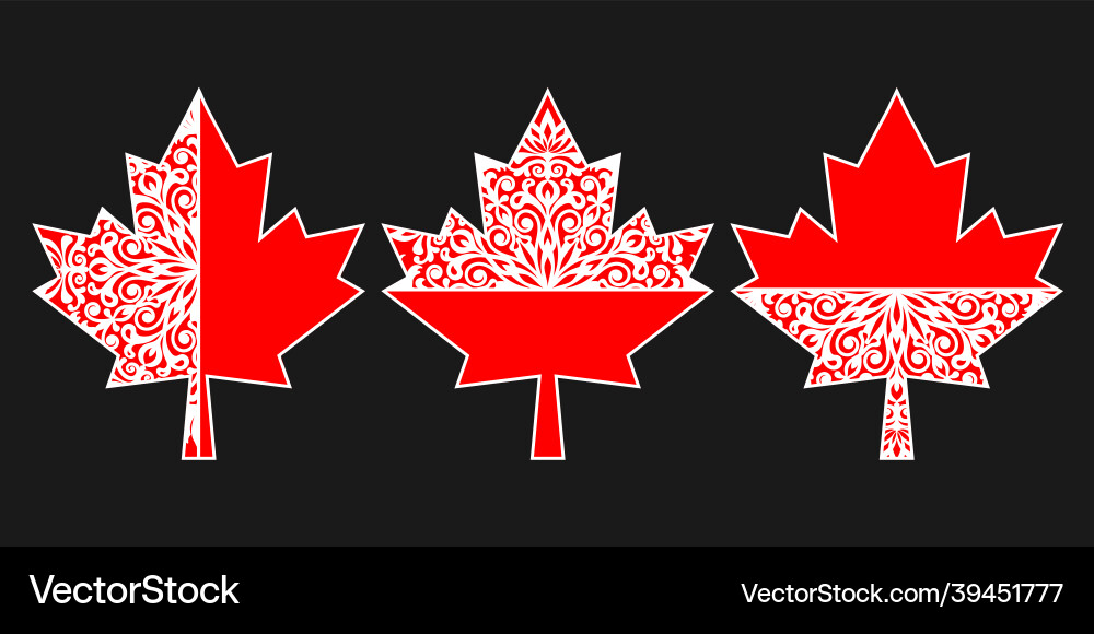 Red maple leaf with openwork pattern and place Vector Image