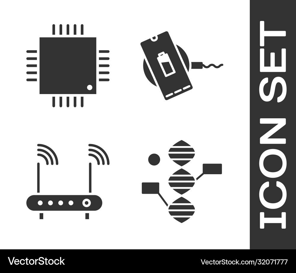 Set dna symbol processor with microcircuits cpu Set dna symbol processor with microcircuits cpu vector image