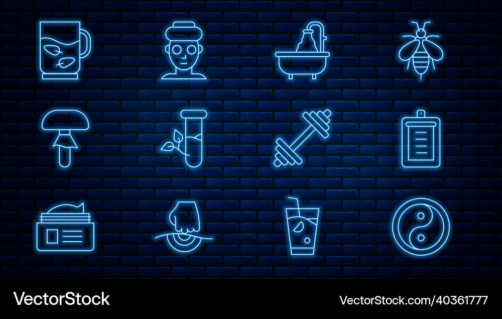 Set line yin yang clipboard with checklist Vector Image