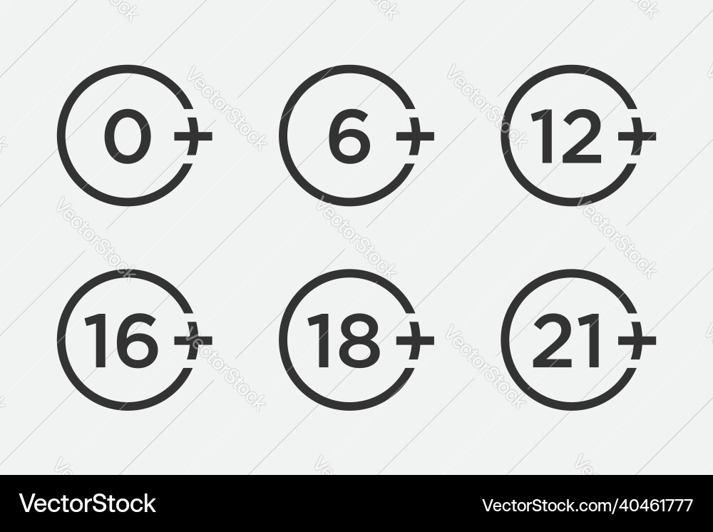 Set marks age limit sing restriction icons Set marks age limit sing restriction icons vector image