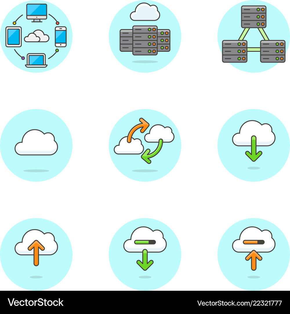Set of multicolor cloud-computing icons Vector Image