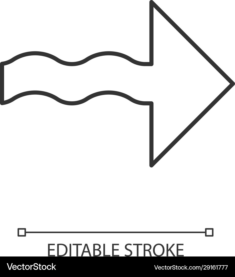 Wavy arrow linear icon direction pointer sign Wavy arrow linear icon direction pointer sign vector image