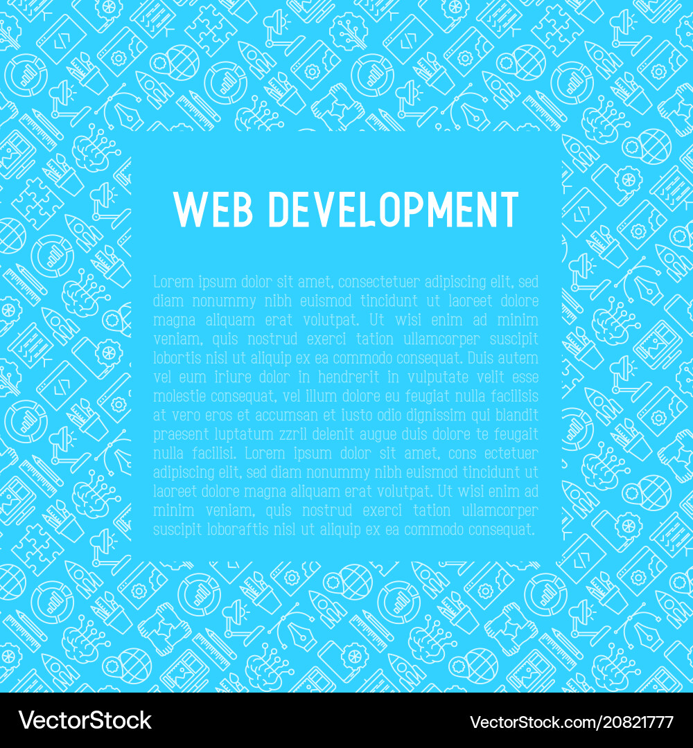 Web development concept with thin line icons vector image