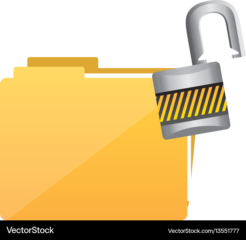 Yellow file and open lock icon Yellow file and open lock icon vector image