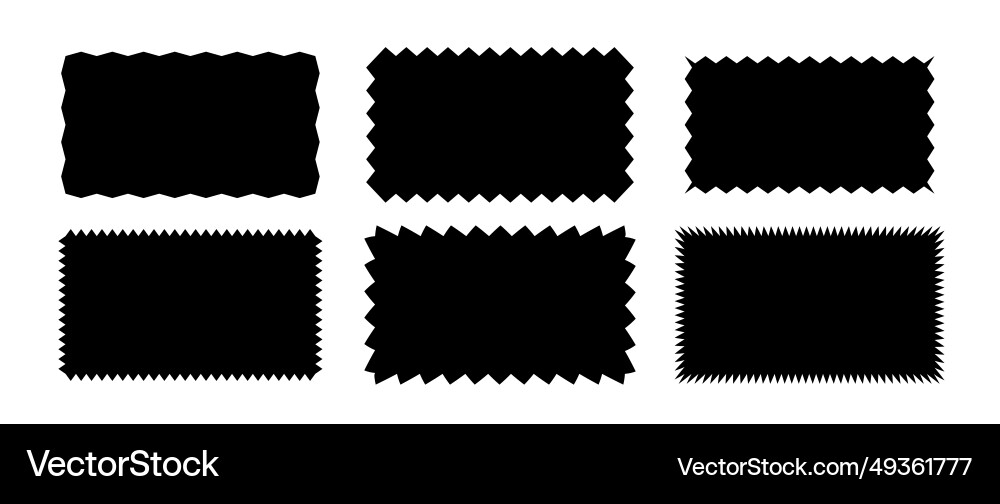 Zig zag edge rectangle shape collection jagged vector image
