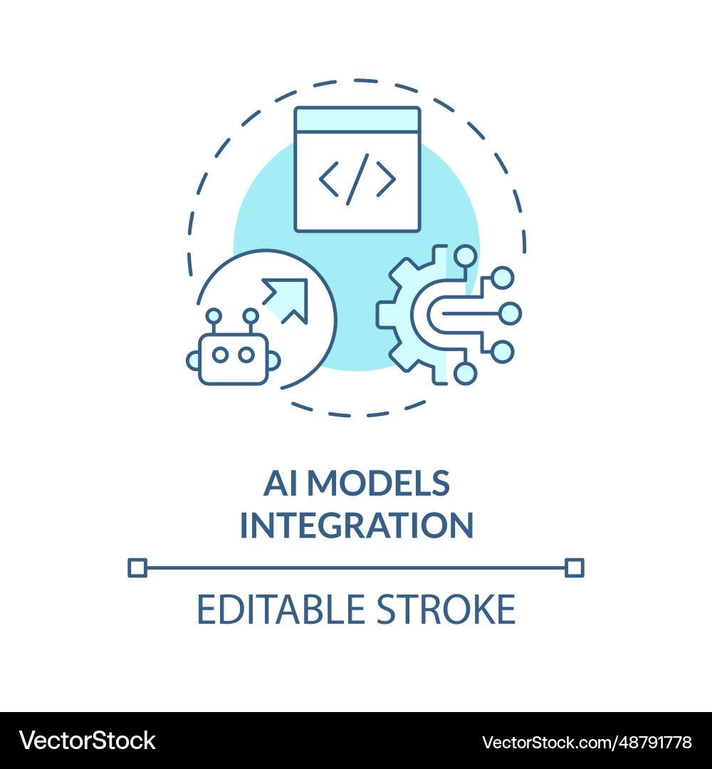 Blue thin line icon ai models integration concept Blue thin line icon ai models integration concept Vector Image