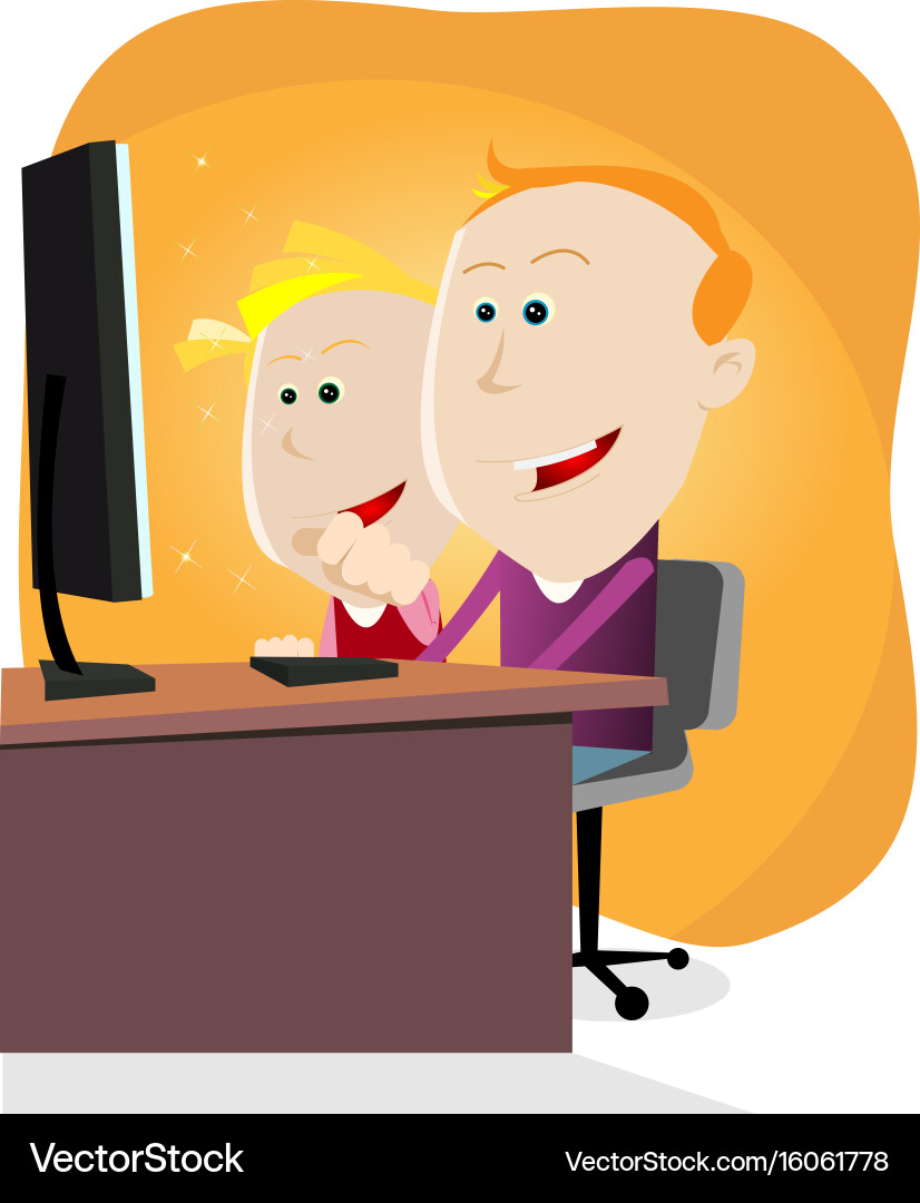 Child and computers Vector Image