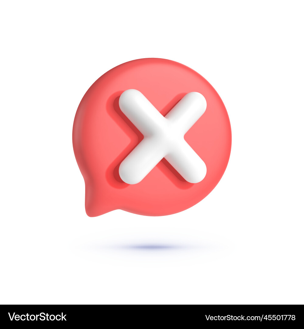 Close delete button 3d on white backdrop Close delete button 3d on white backdrop vector image