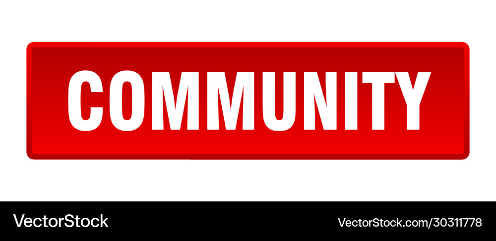 Community button square red push Vector Image