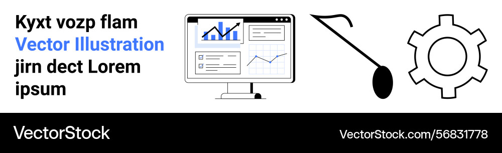Data analysis dashboard with computer monitor Data analysis dashboard with computer monitor vector image