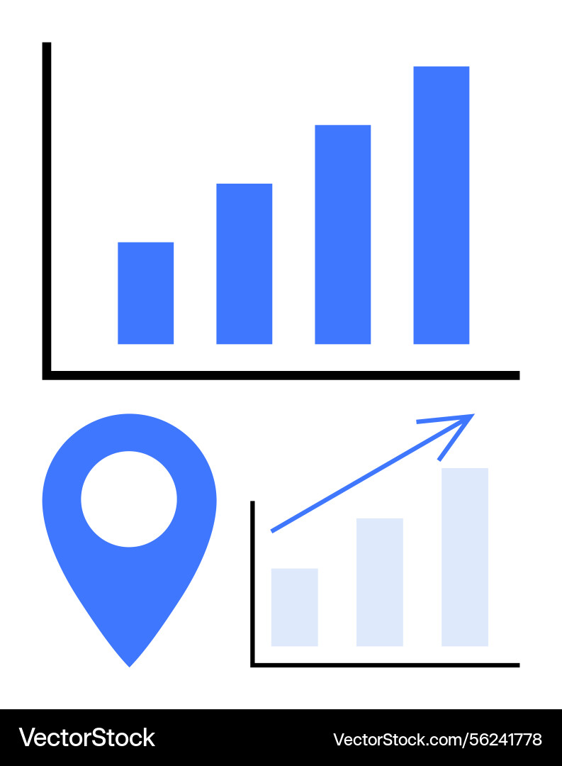 Data analytics with growth charts and location vector image