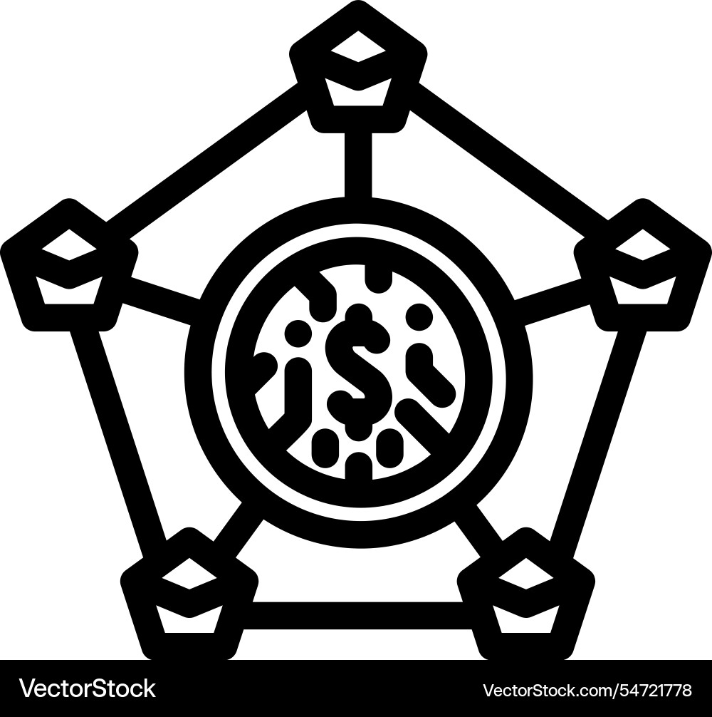 Distributed ledger decentralized application line Distributed ledger decentralized application line Vector Image