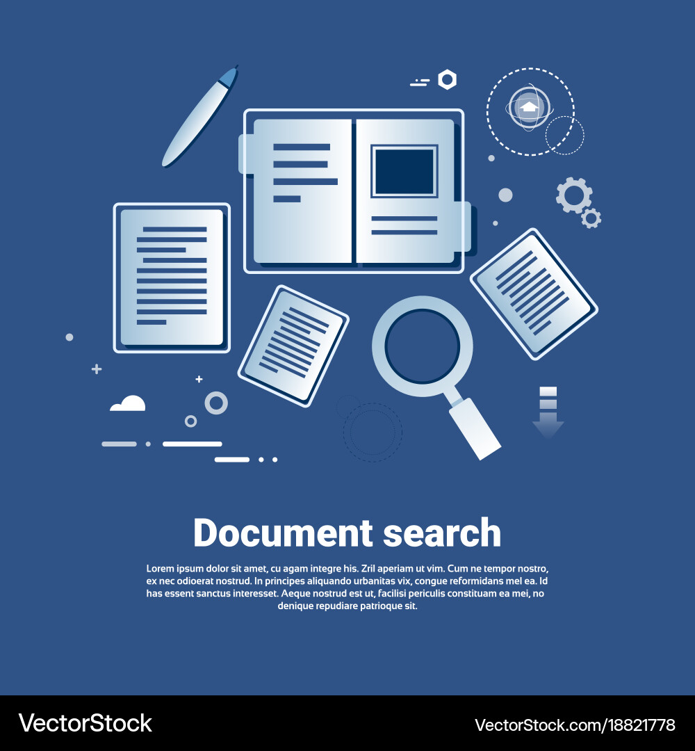 Document search template web banner with copy vector image