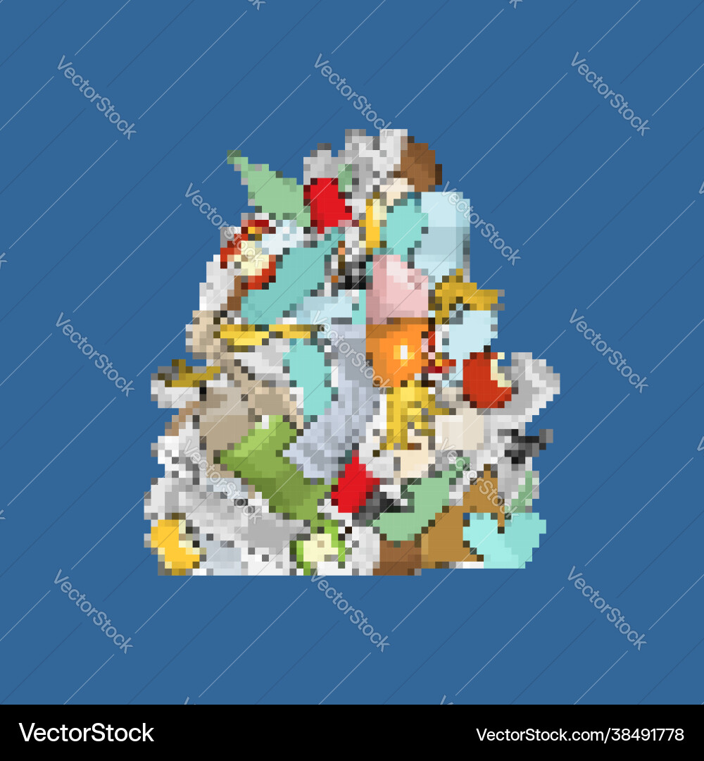 Garbage pixel art 8bit pile rubbish stack trash Garbage pixel art 8bit pile rubbish stack trash Vector Image