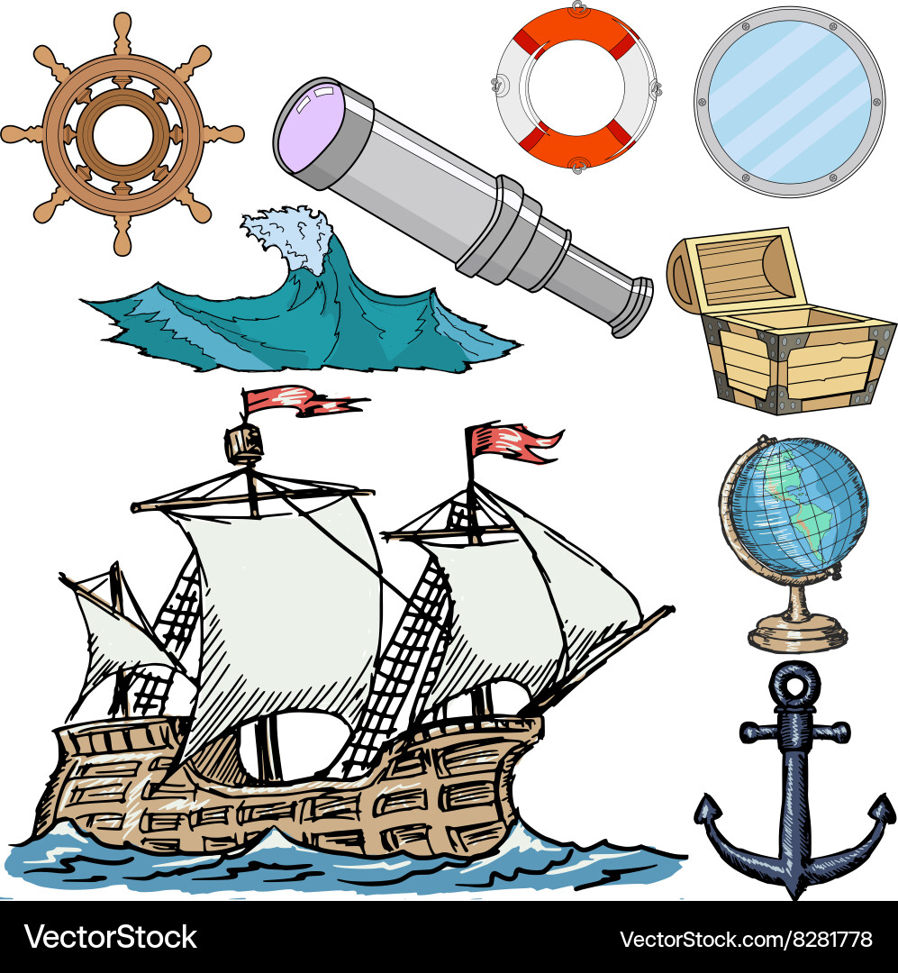 Nautical related objects vector image