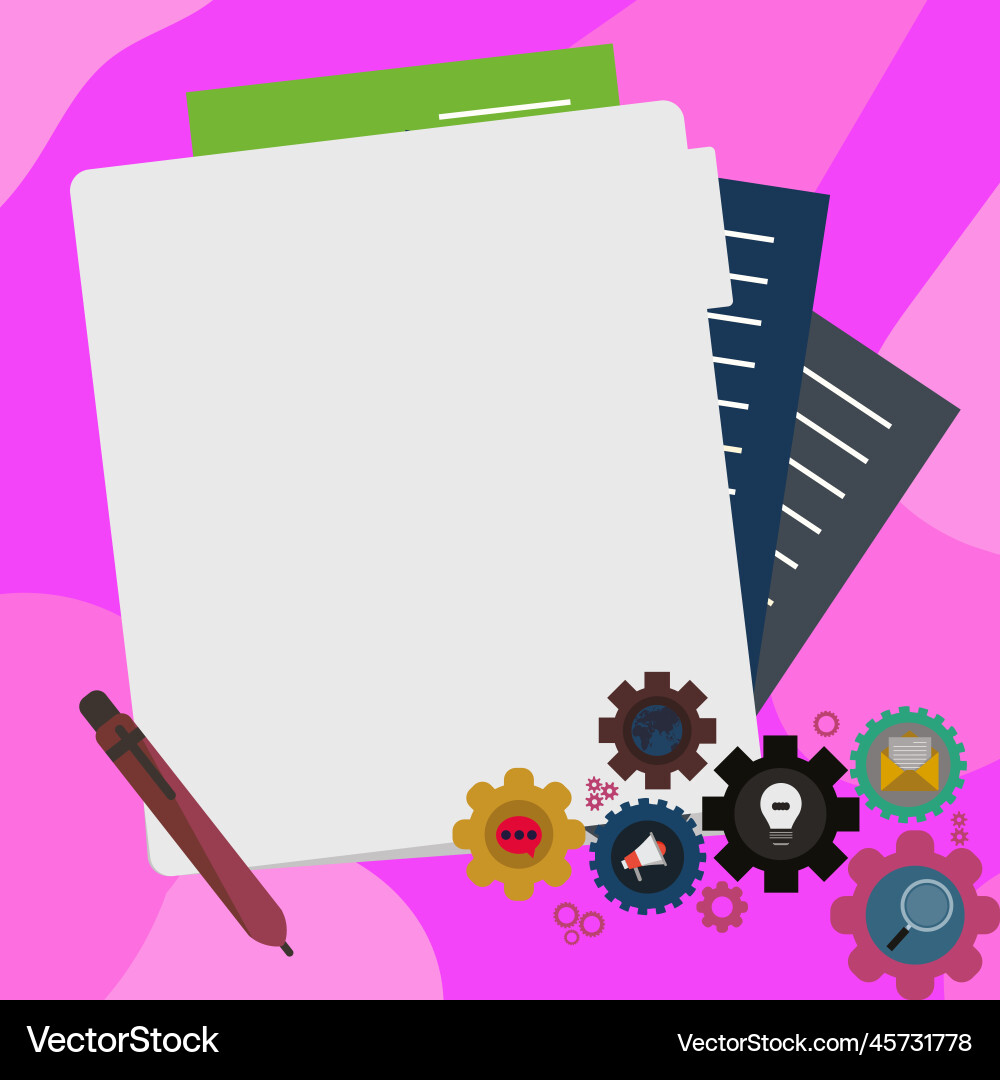 Paper sheets with text laying on bright colored Paper sheets with text laying on bright colored vector image