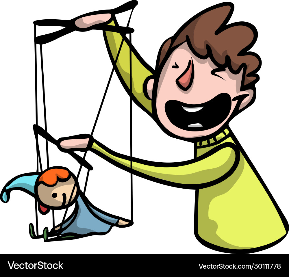 Puppeteer with a puppet clown raster Puppeteer with a puppet clown raster vector image