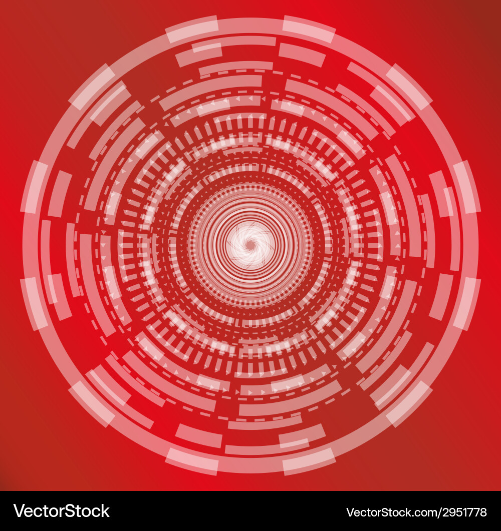 Red abstract technology circle background vector image