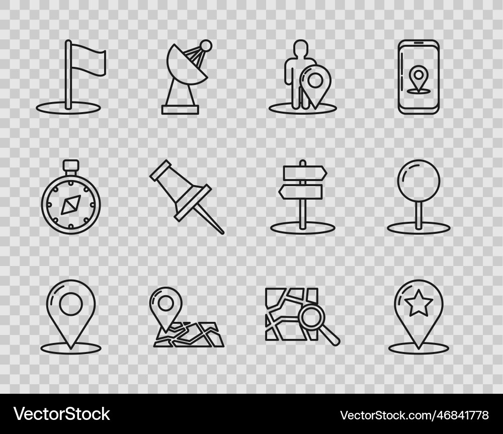 Set line map pin pointer with star marker Set line map pin pointer with star marker vector image