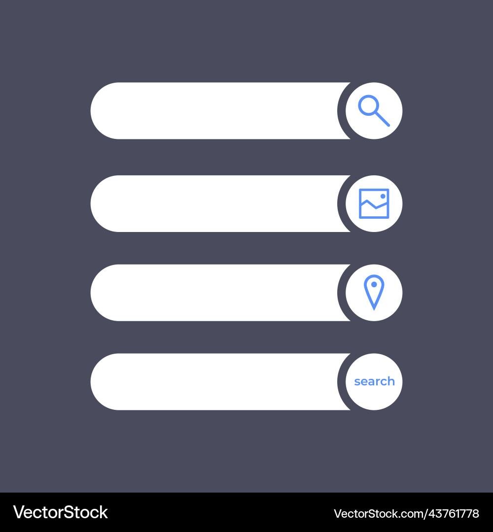 Set of search bars flat web design elements Set of search bars flat web design elements Vector Image