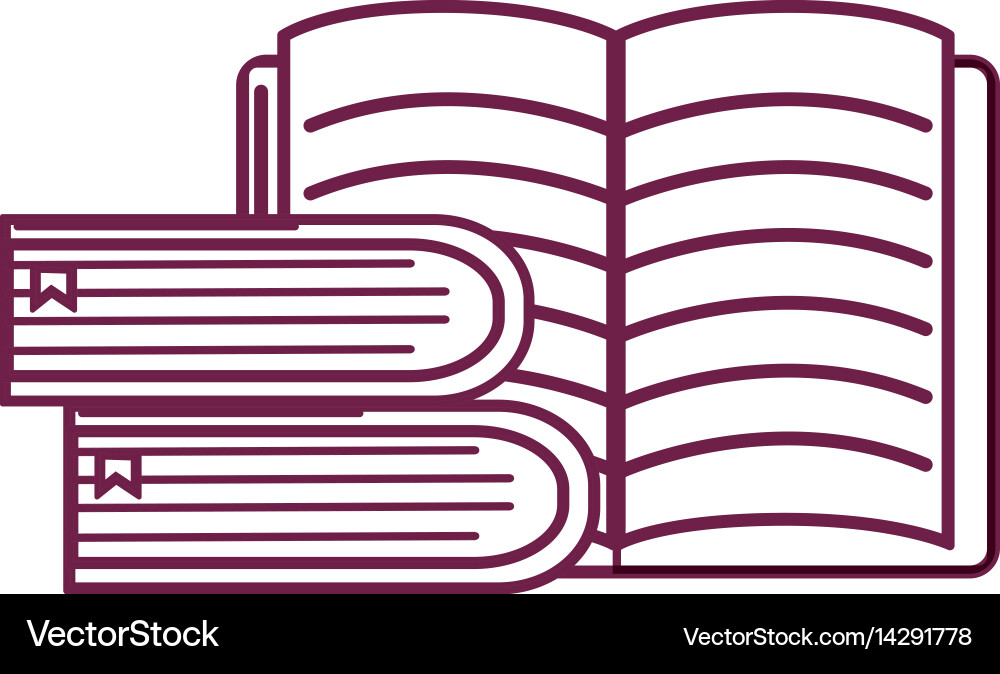 Silhouette notebook open with books tool vector image