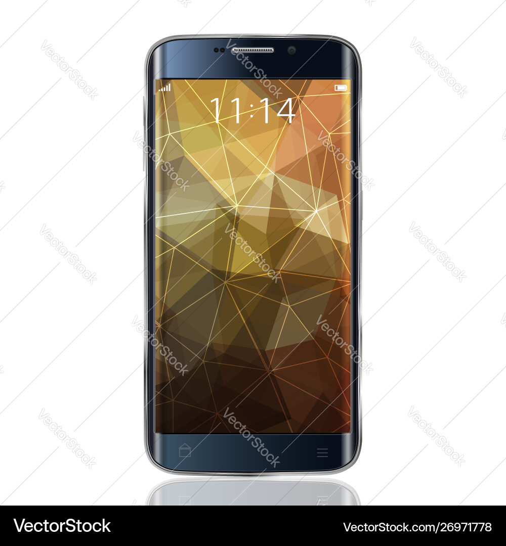 Smartphone realistic mock up with triangular vector image