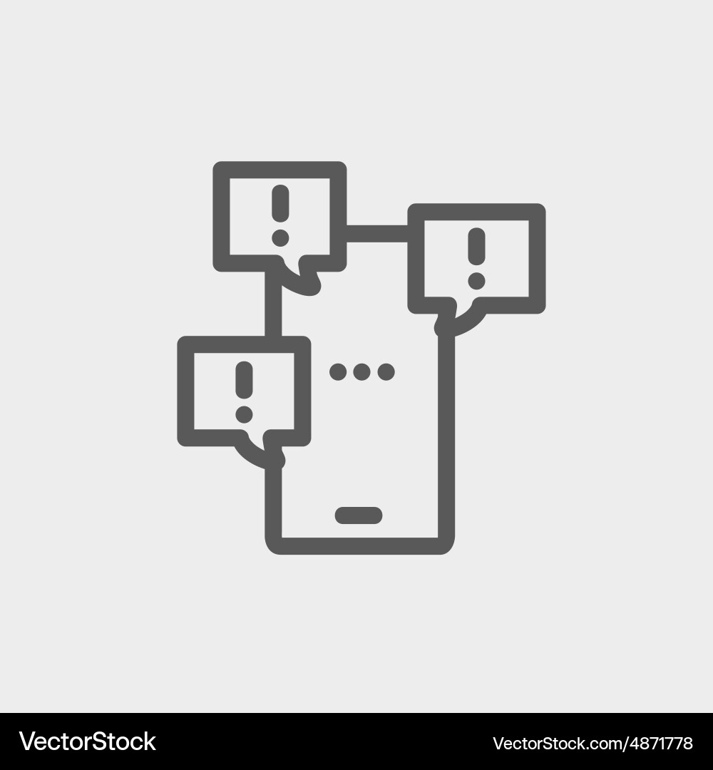 Touchscreen phone with error messages bubbles thin vector image