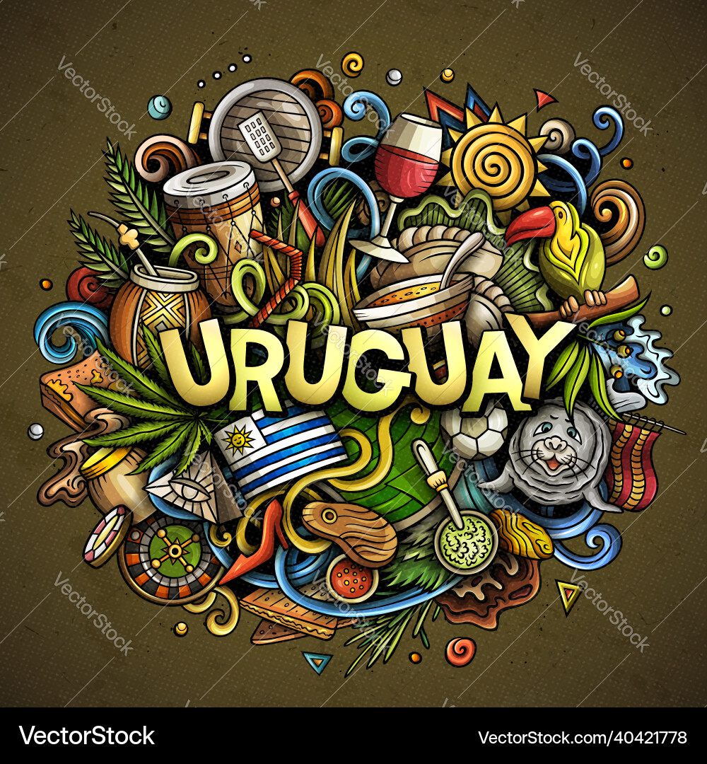 Uruguay hand drawn cartoon doodle vector image