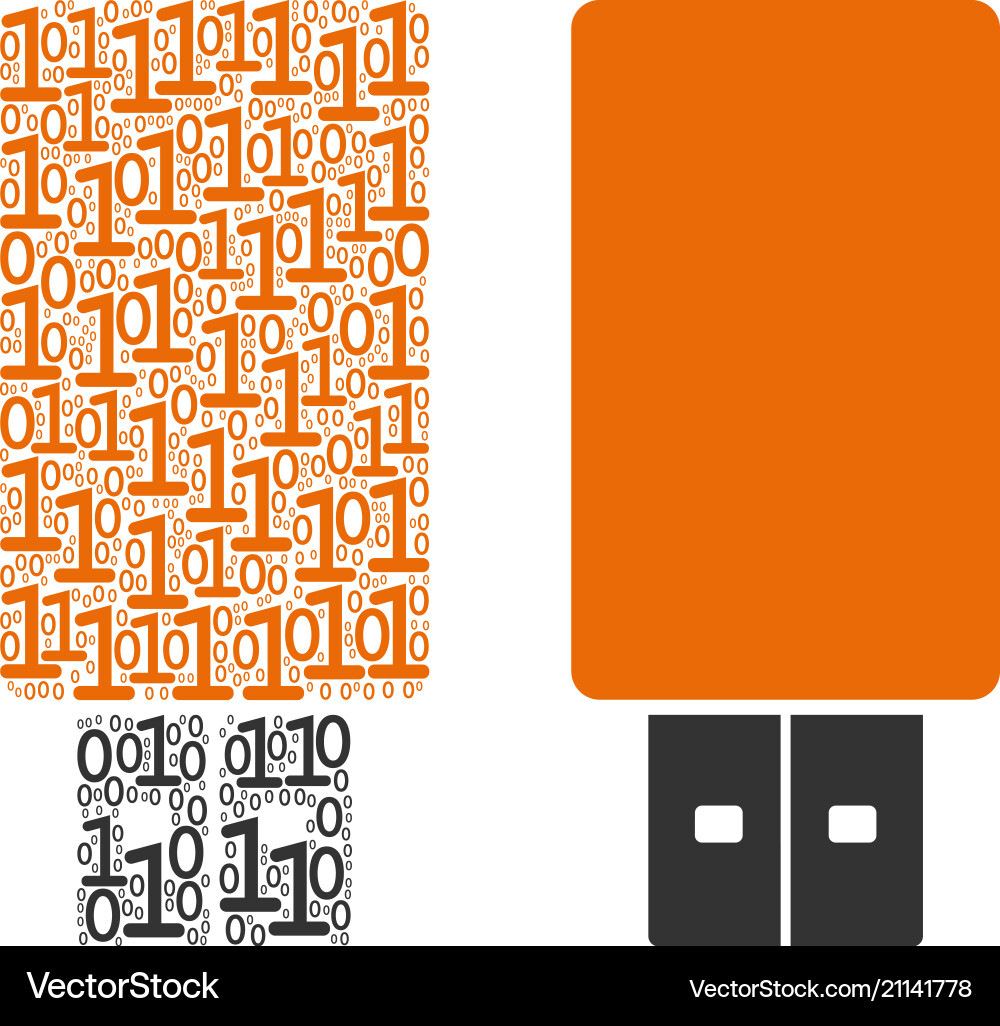 Usb flash drive mosaic of binary digits Vector Image