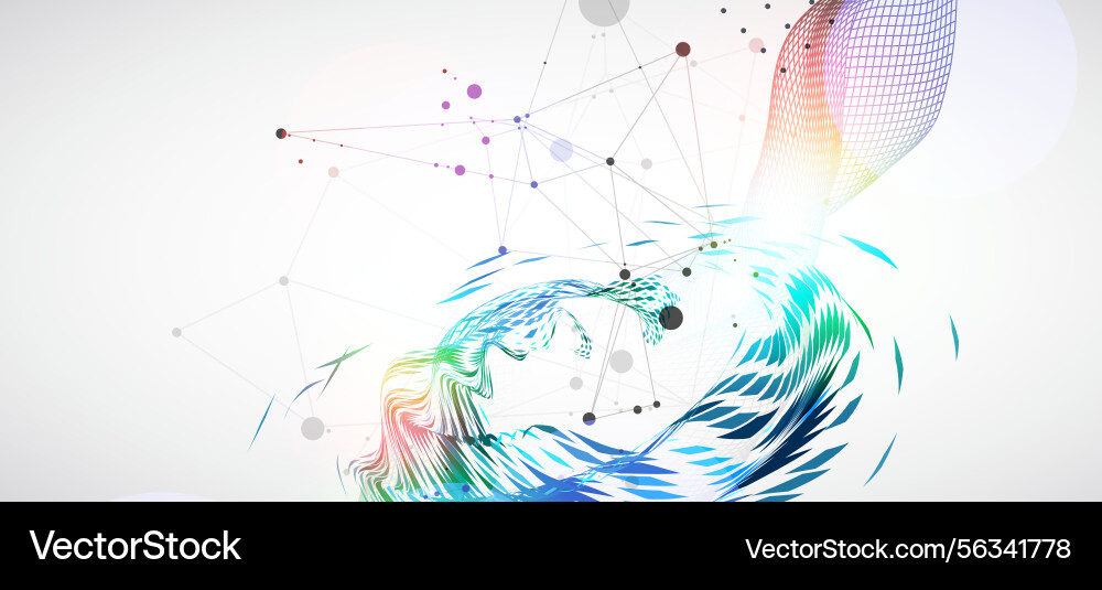 Wireframe wave with swirling pattern of colored Wireframe wave with swirling pattern of colored vector image