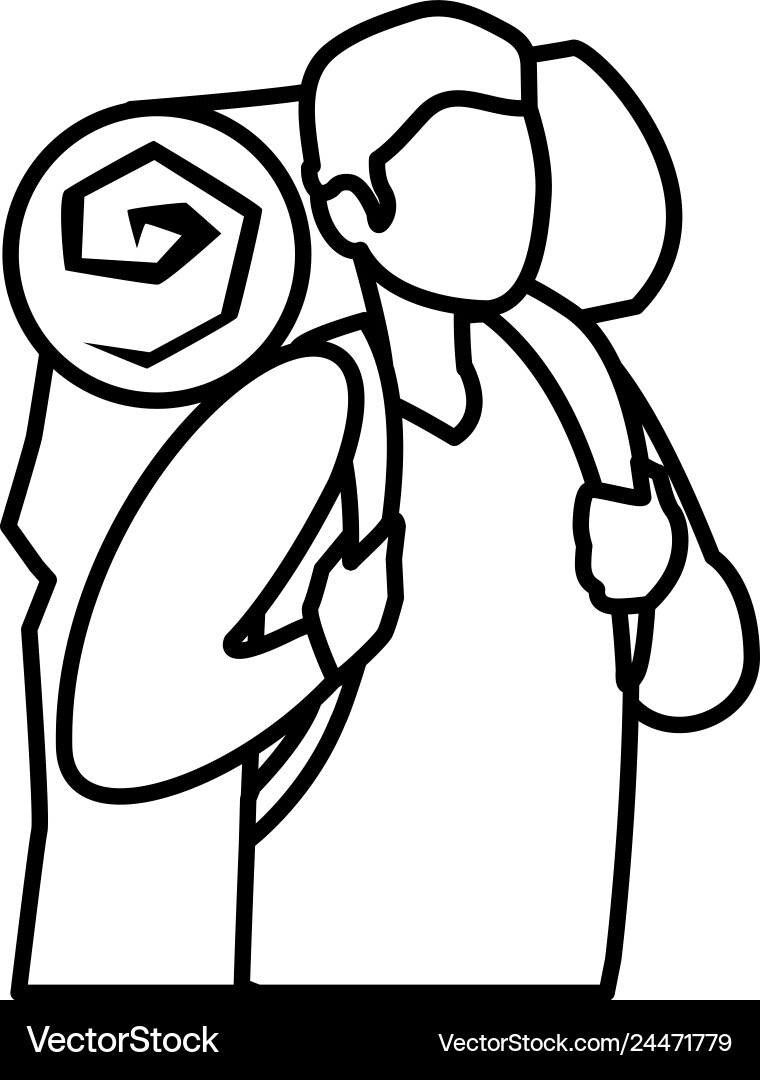 Abenteuerlicher Mann mit Reisetasche Abenteuerlicher Mann mit Reisetasche vektorbild