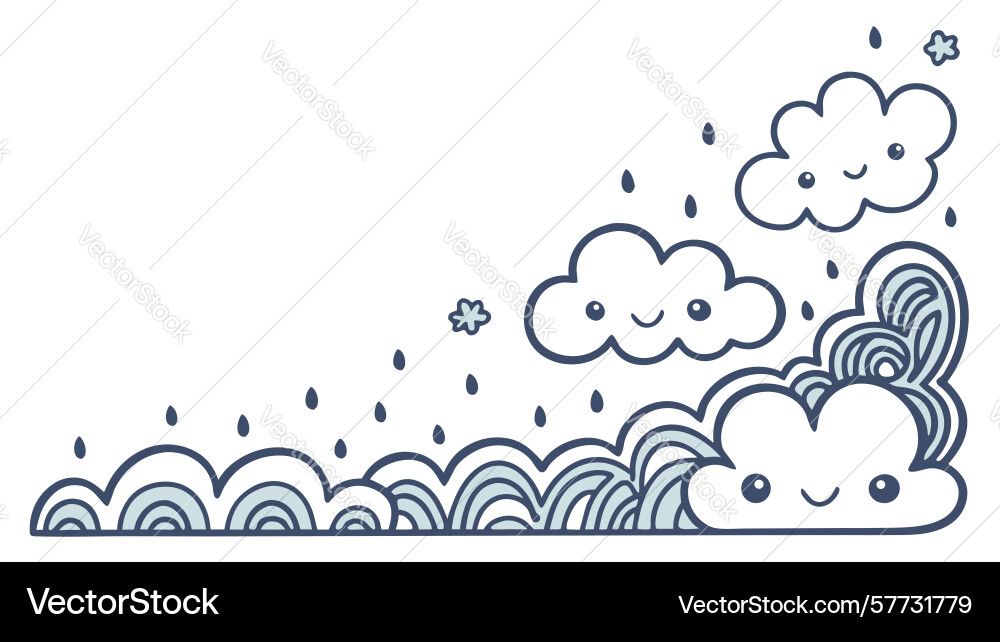 Abstract rain and cloud decorative corner design Vector Image