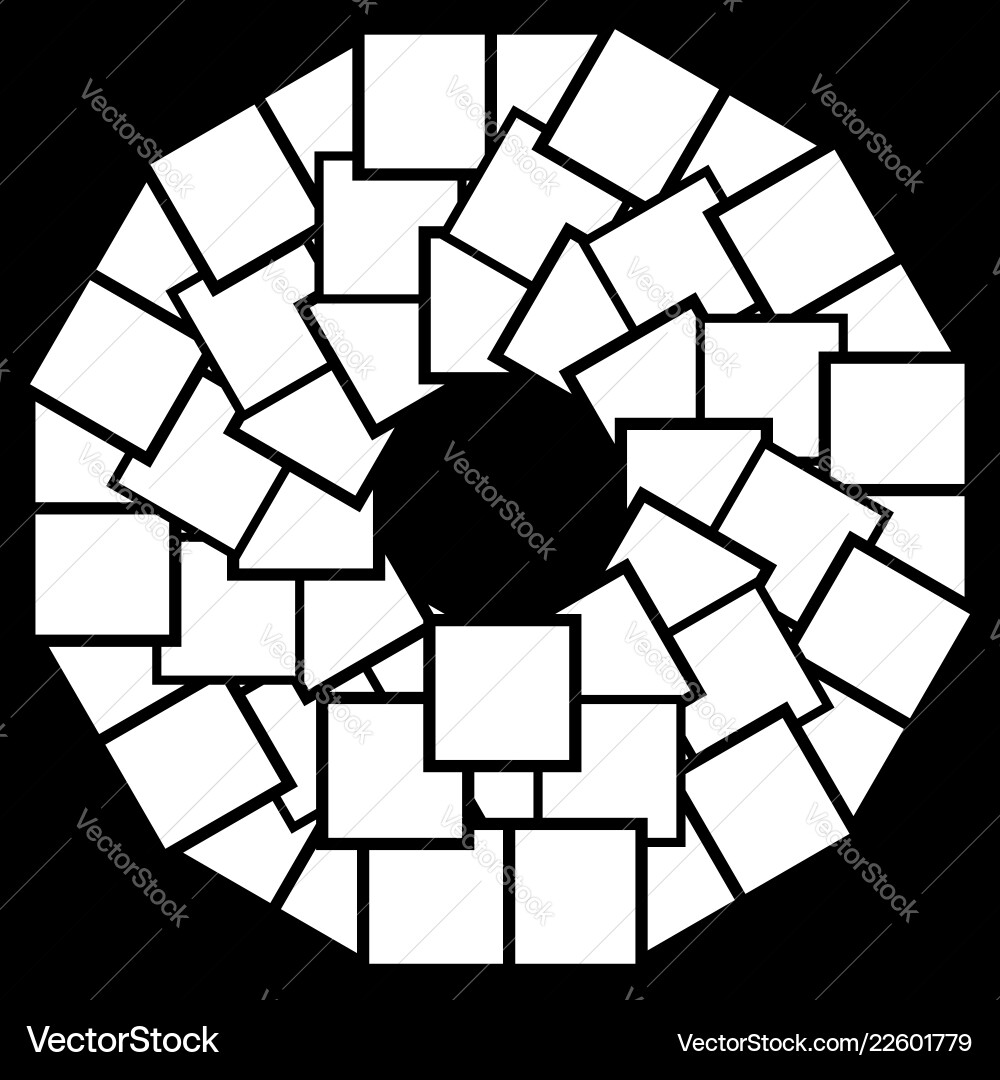 Abstraktes kreisförmiges Element mit überlappendem Quadrat Abstraktes kreisförmiges Element mit überlappendem Quadrat Vektorbild
