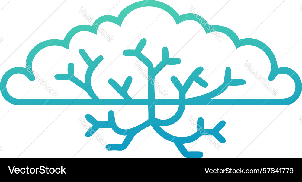 Cloud representing brain and neural network vector image