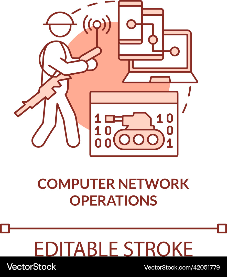 Computer network operations red concept icon Vector Image