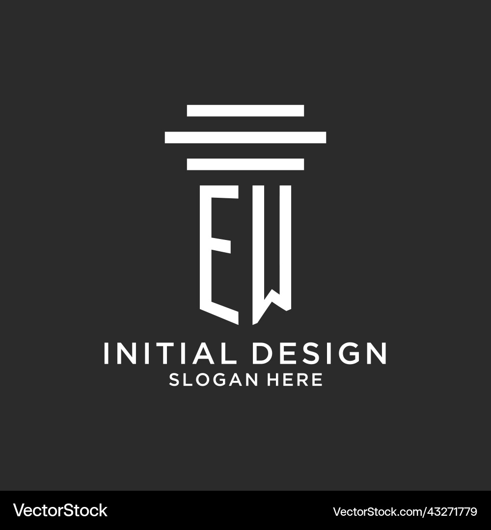 Ew initials with simple pillar logo design Vector Image