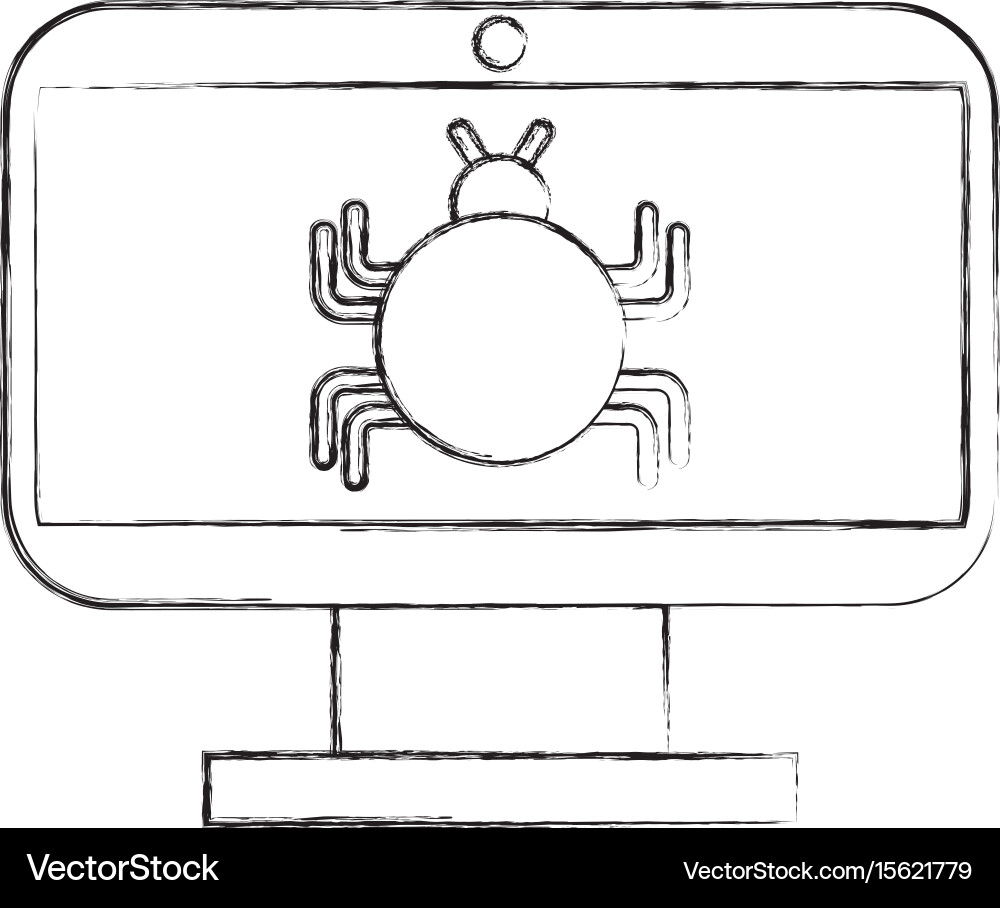 Monitor computer with bug infection virus icon vector image