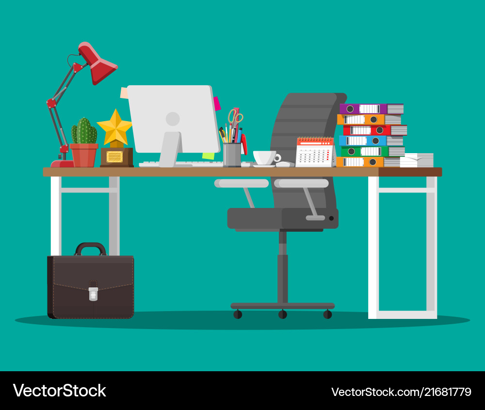 Office desk with computer Office desk with computer vector image