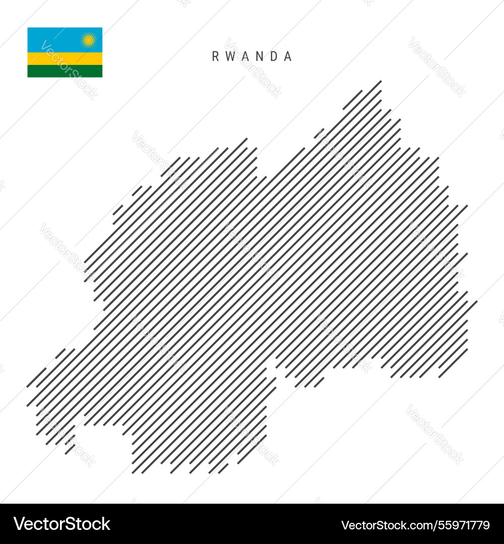 Rwanda map from pattern of black slanted parallel Rwanda map from pattern of black slanted parallel vector image