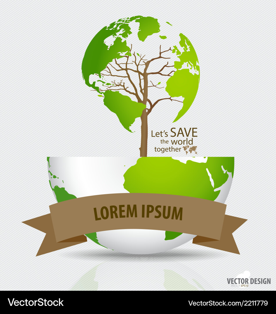 Save the world tree shaped map on a globe vector image