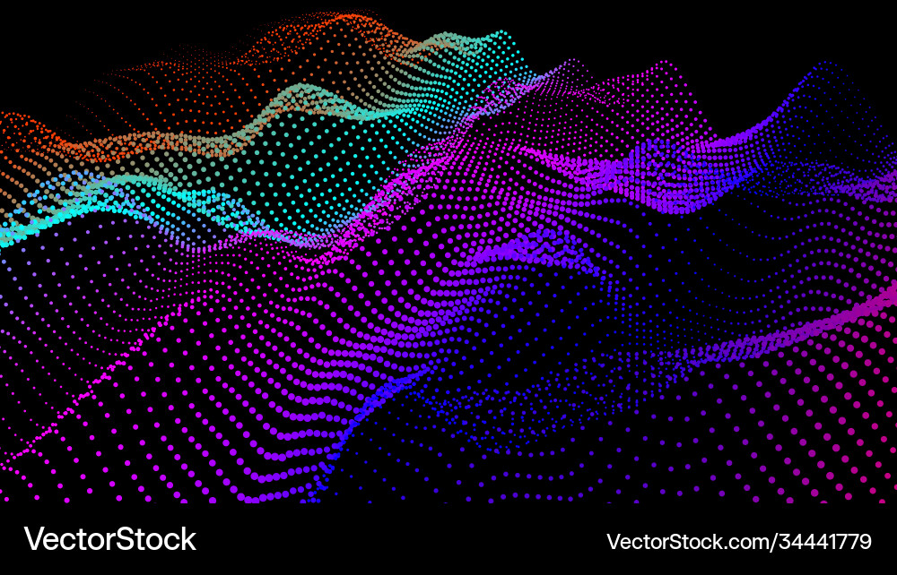 Sea waves from node hud data dots flow research Sea waves from node hud data dots flow research Vector Image