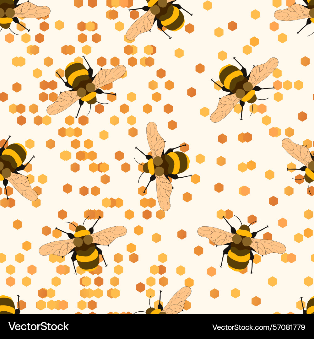 Seamless pattern with bees small wasp Vector Image