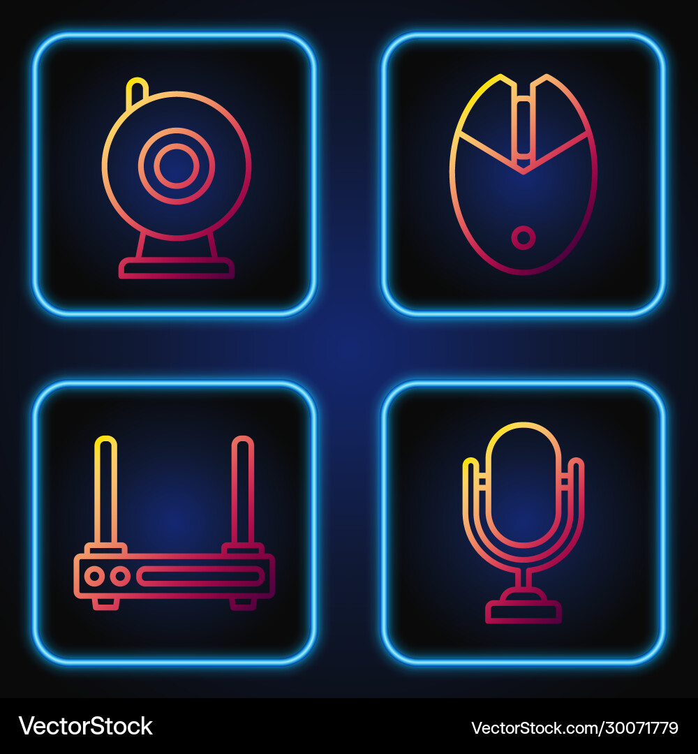 Set line microphone router and wi-fi signal web Set line microphone router and wi-fi signal web vector image