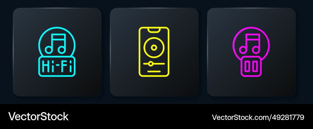 Set line music note tone pause button and player Set line music note tone pause button and player vector image