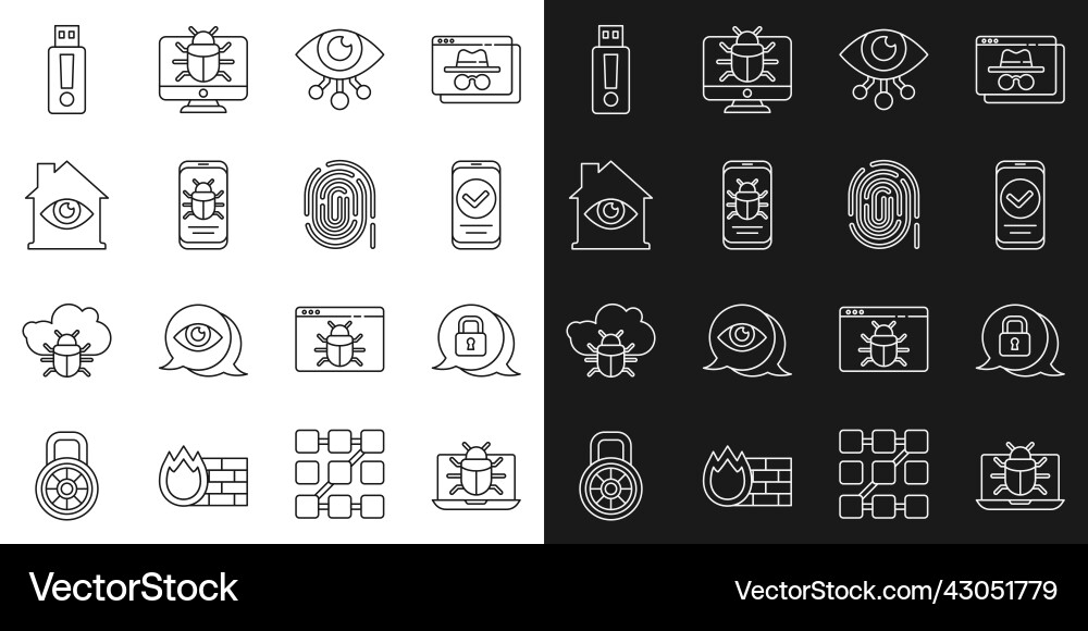Set line system bug on monitor cyber security Set line system bug on monitor cyber security vector image