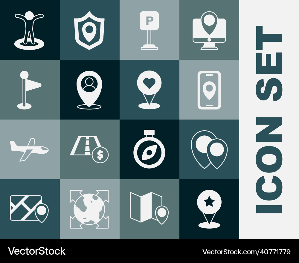 Set map pointer with star location city Set map pointer with star location city vector image