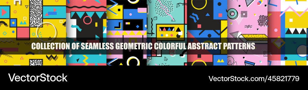 Set of seamless colorful geometric patterns Set of seamless colorful geometric patterns Vector Image