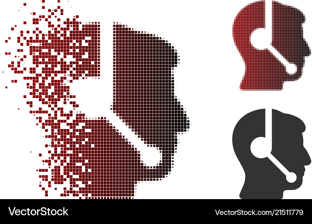 Sparkle pixel halftone call center operator icon Sparkle pixel halftone call center operator icon vector image