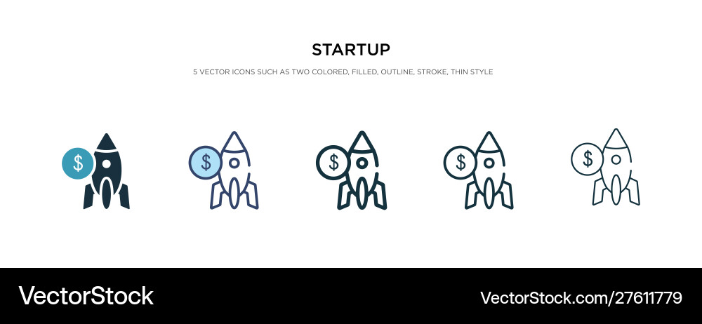 Startup icon in different style two colored vector image